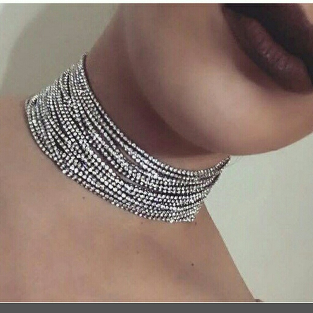 BAOI! lariat multilayer  rhinestone chain chokers!