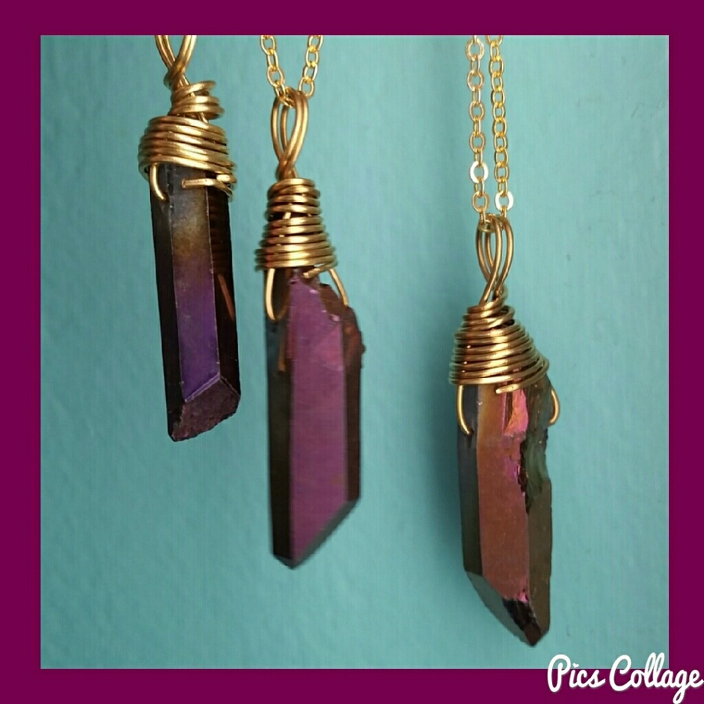 Magenta Crystal Gold Necklaces