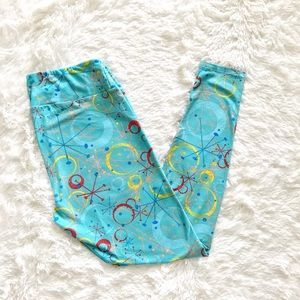 Lularoe Teal Retro Patterned Leggings