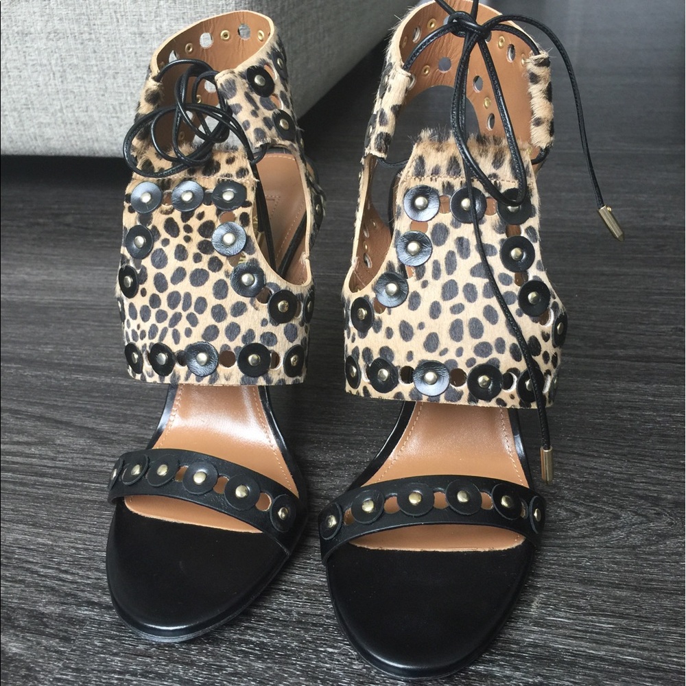 Aquazzura Rebel Studs Cheetah-Print Calf Hair Pump