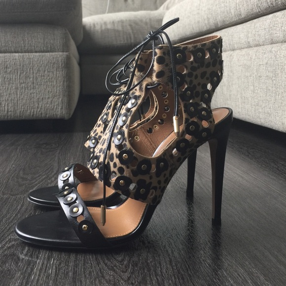 Aquazzura Rebel Studs Cheetah-Print Calf Hair Pump - Picture 2 of 5