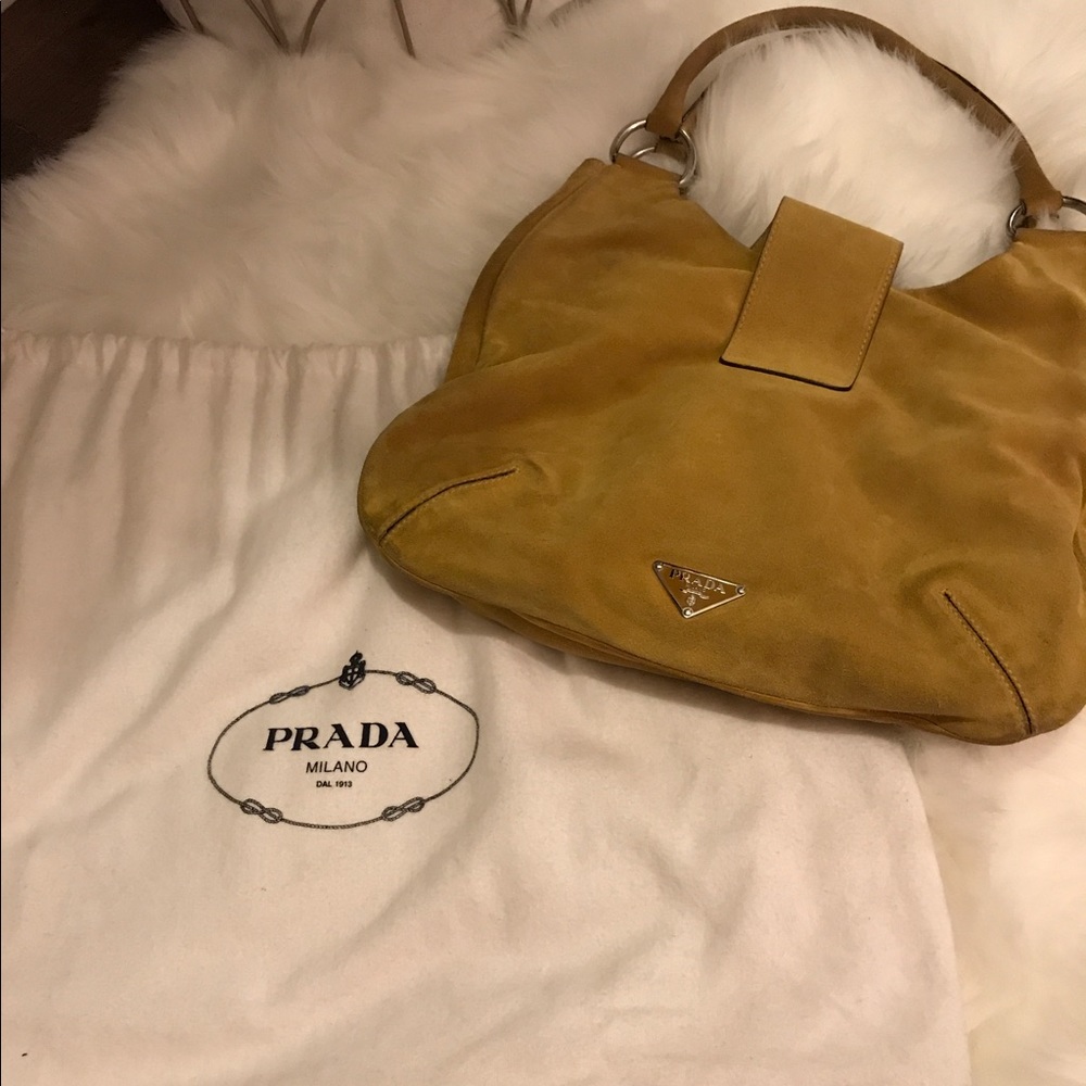 Yellow suede Prada bag