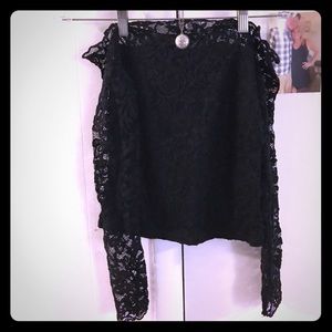 Black lace off the shoulder long sleeve