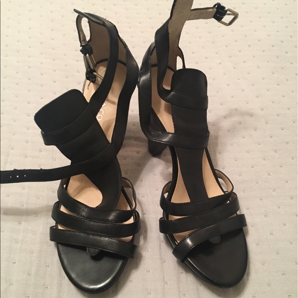 Strapped black heels