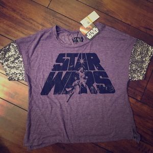 NEW Star Wars Shirt w/ Sequins Sleeve Trim