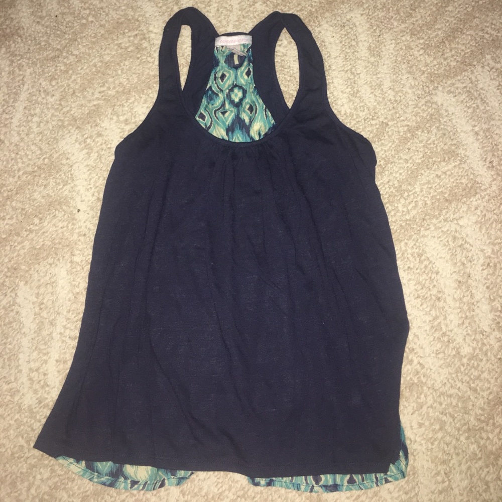Navy Patterned Gap Tank