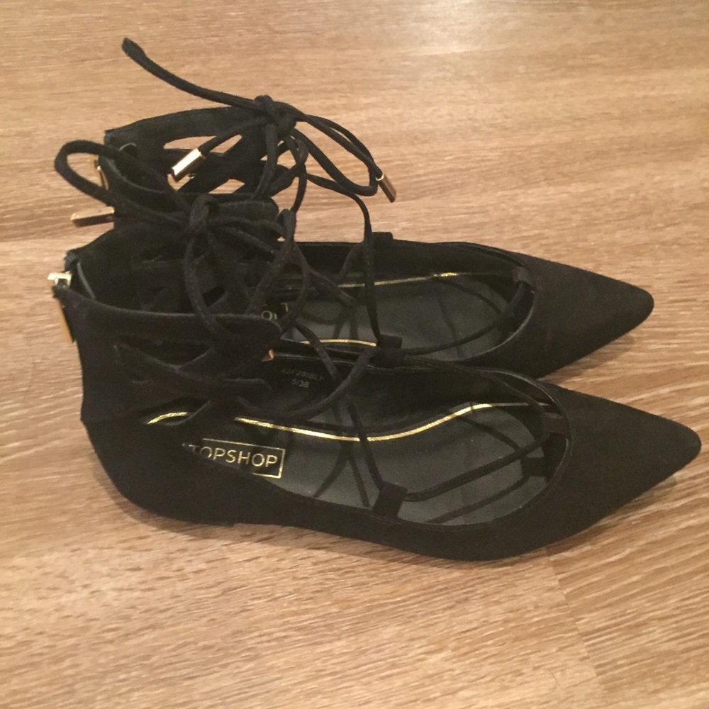 Topshop 'flight' lace-up flats size 7