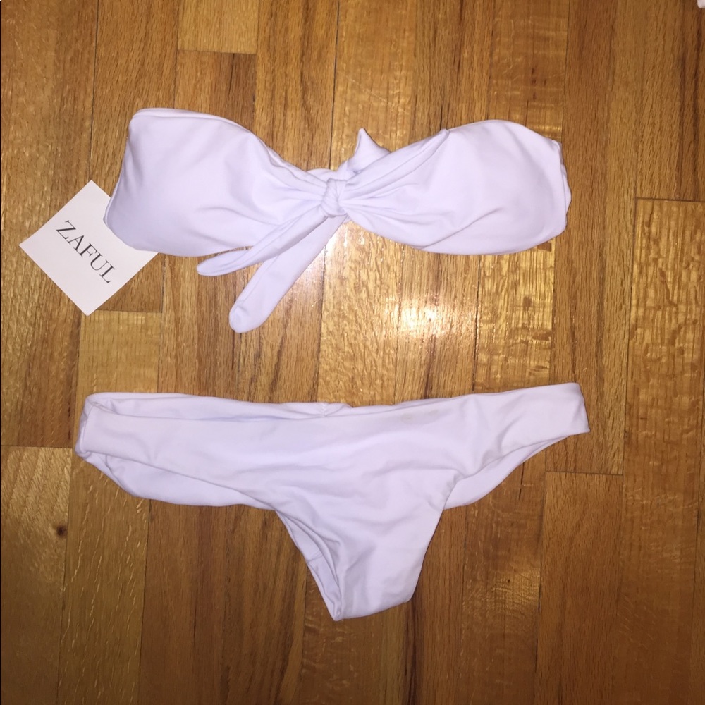 Twist-Tie Bandeau Bathing Suit Set