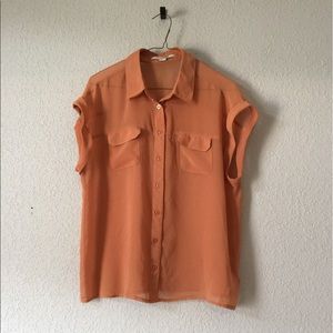 Forever 21 Orange/Tan Button Up