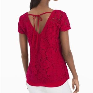 White House Black Market red lace back tee shirt
