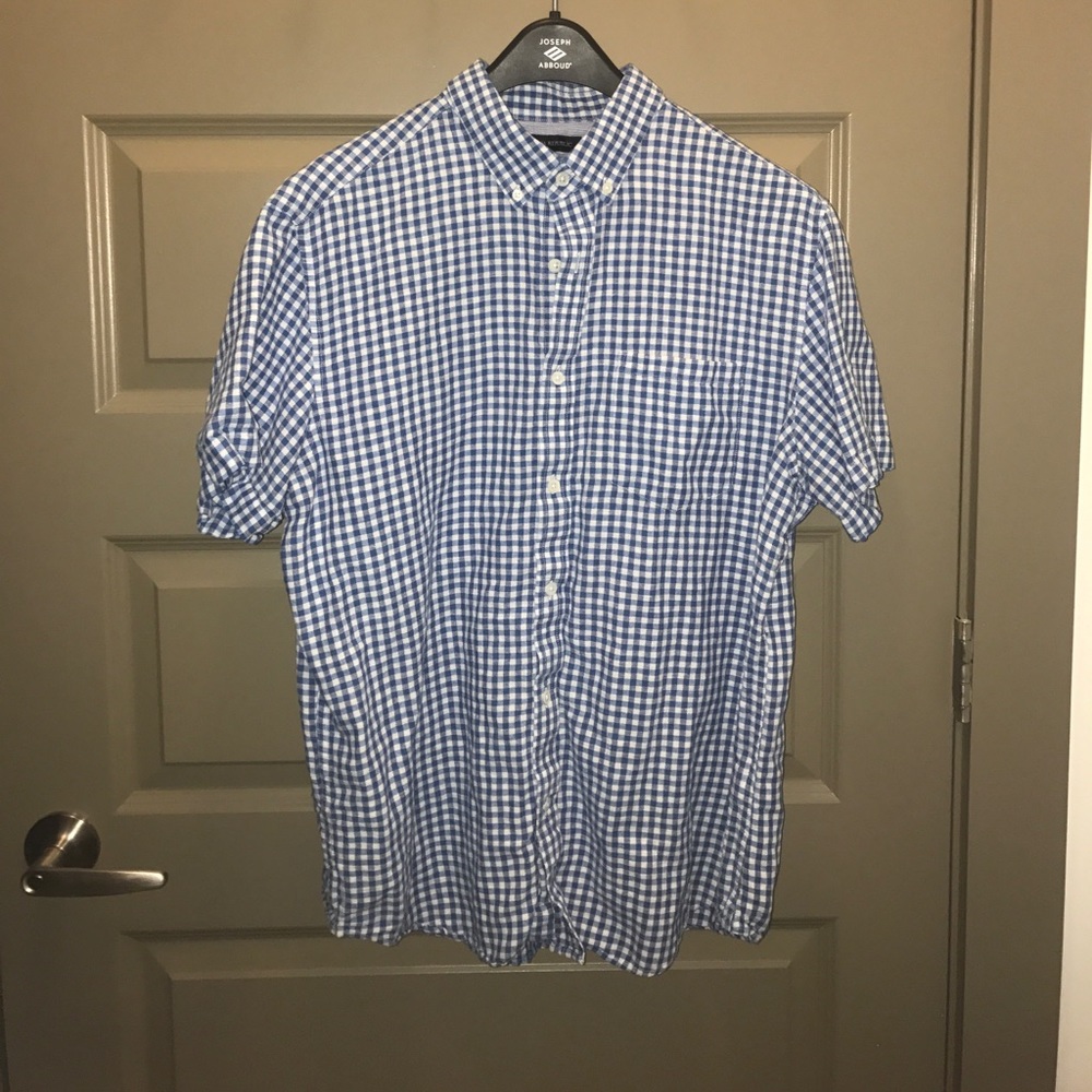 Checkered Blue Short Sleeve Button Down