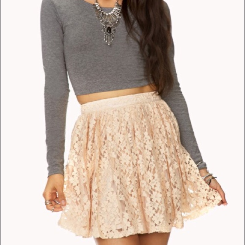 HP💕Cream romantic floral lace skirt