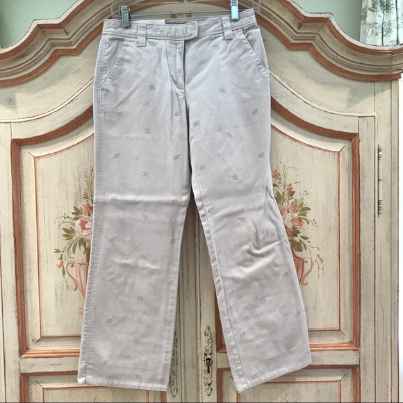 J. Crew Embroidered Khaki Crop Pants - Picture 1 of 3