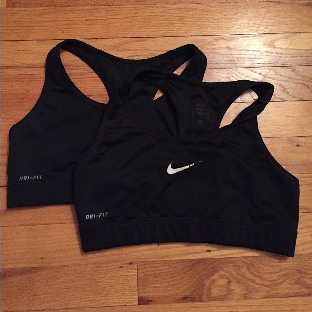 Two black nike sports bras