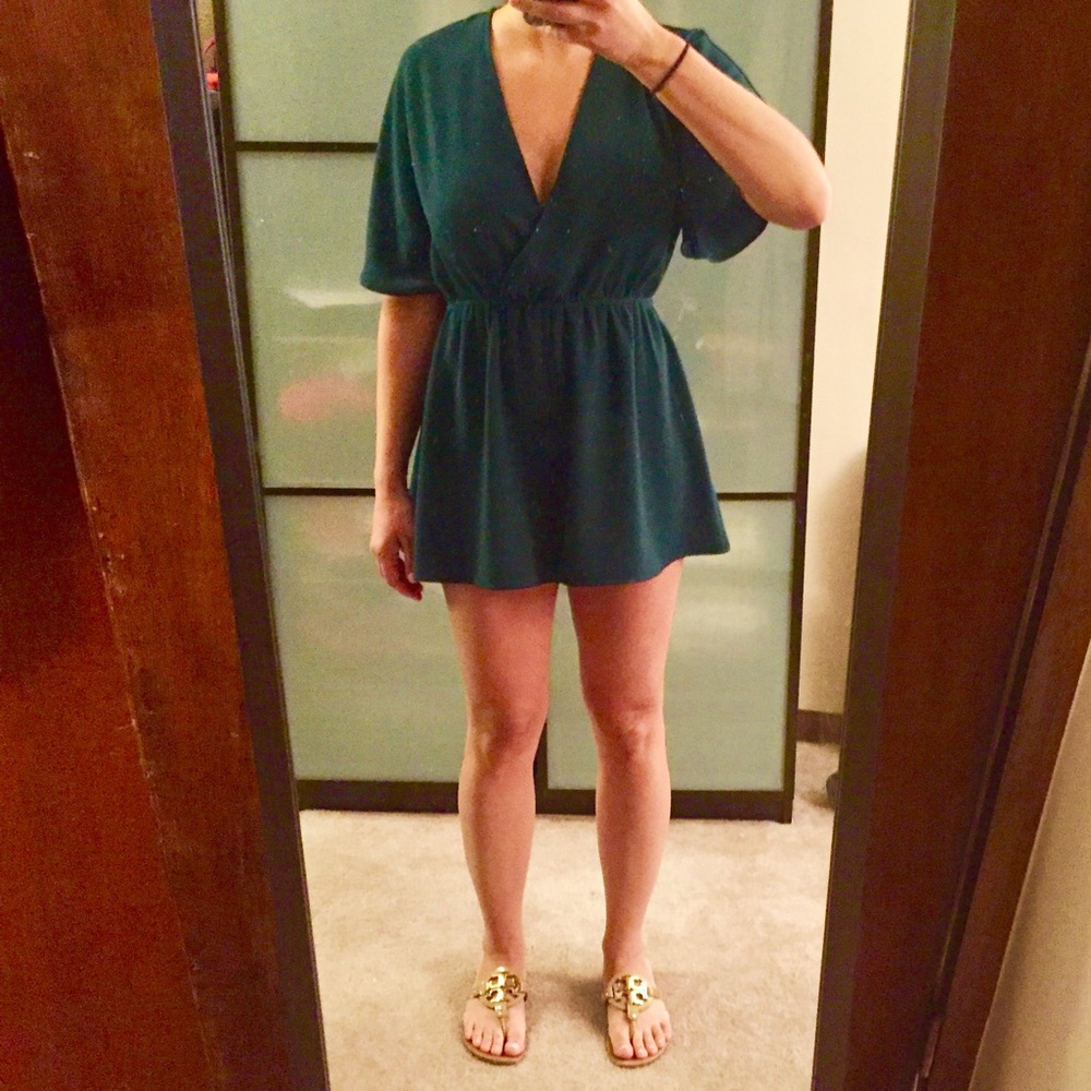 Hunter green romper fits & flare style