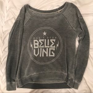 CHASER don't stop believing sweater