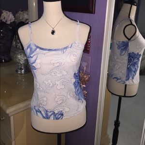 White & blue floral tank