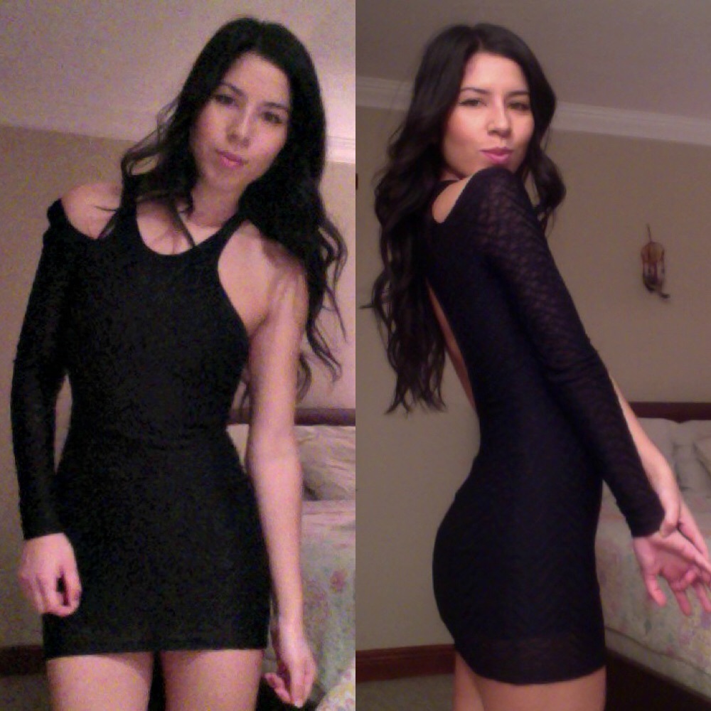 Black bodycon mini black dress