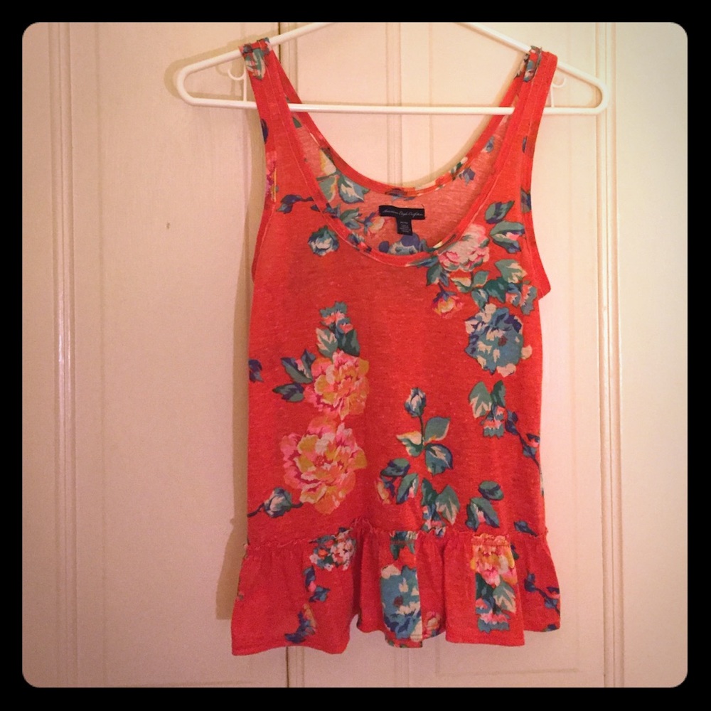 Orange floral tank top