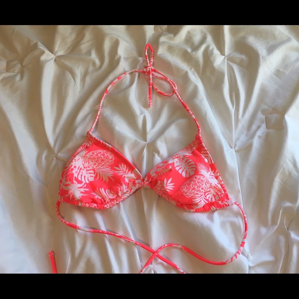 OP Pink Pineapple Triangle Bikini Top