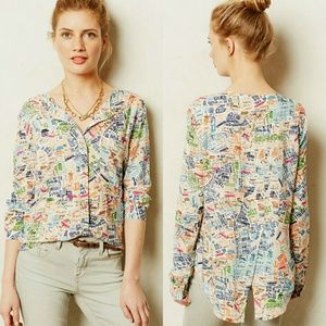 SOLD!Anthropologi Maeve Cartography buttondown sz6