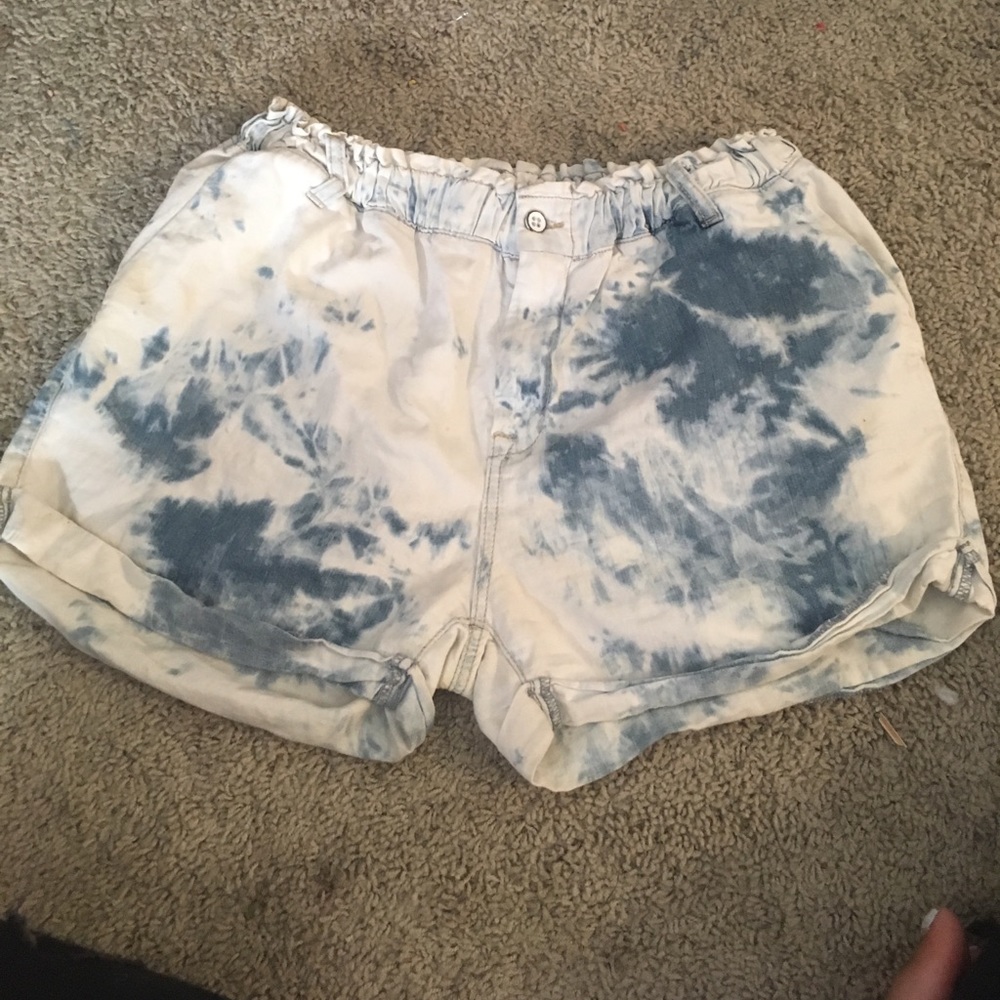 high waist acid wash shorts