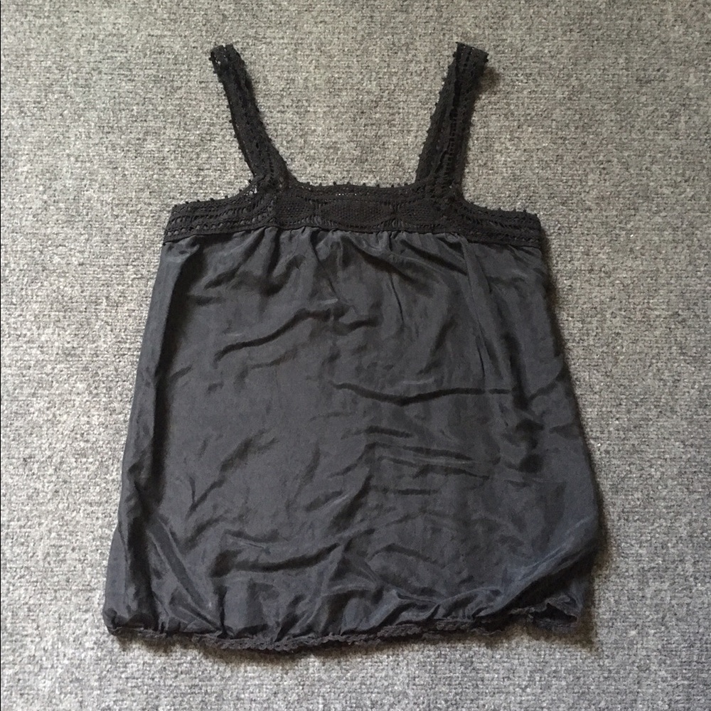 Anthropologie black silk tank top by Freesia
