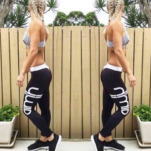 Aimn Black Stripe Leggings