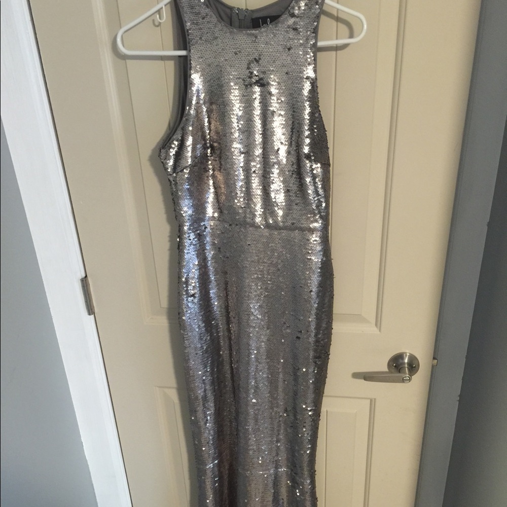 Lulus Silver Sequin Homecoming Evening Dress