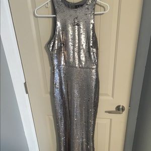 Lulus Silver Sequin Homecoming Evening Dress