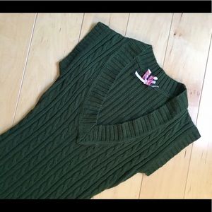 V-Neck Olive Green Sweater Dress