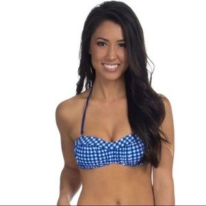 Lauren James Blue Gingham Bandeau Bikini Top