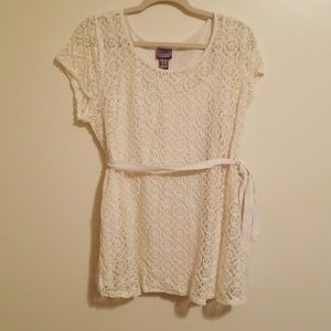 Off white lace front maternity tee