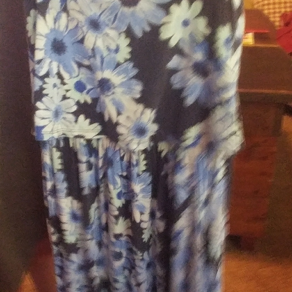 Blue flower sleeveless maxi dress
