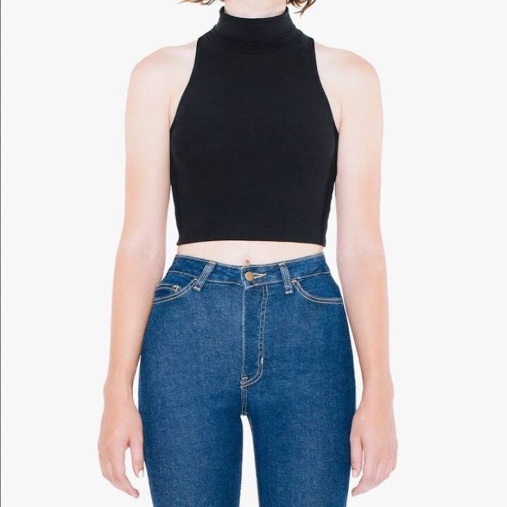 American Apparel Black Turtleneck Tank Top