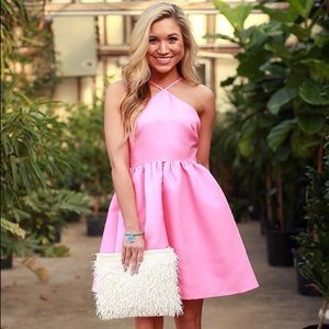 Pink Dress w/ Cross Straps & Lace-Up Back