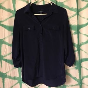 Navy button down