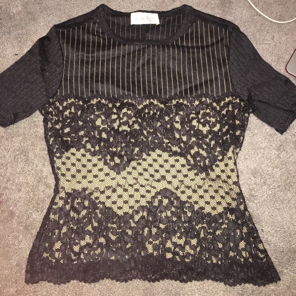Beautiful Black and Tan lace shirt