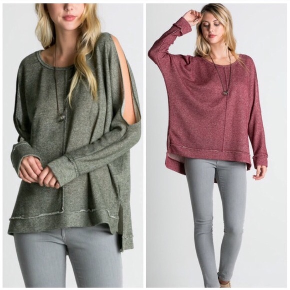 Vivacouture Tops - Cold shoulder vintage French Terry Tunic