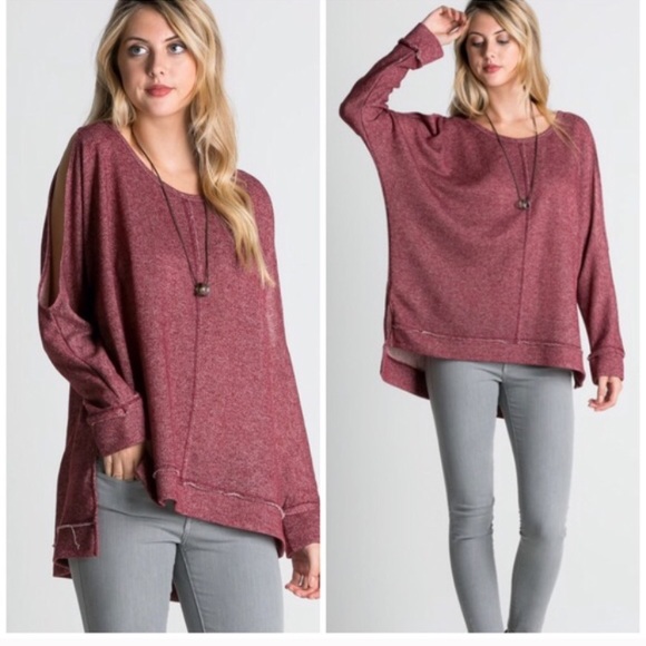 Cold shoulder vintage French Terry Tunic - Picture 2 of 2