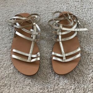 Zara platinum gold gladiator sandals 7.5