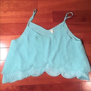 Teal Crop Top with Beaded Bottom