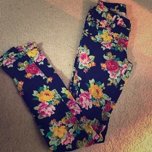 Floral print skinny jeans