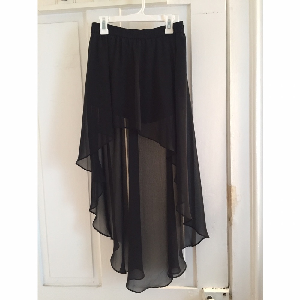 Sheer black high low skirt