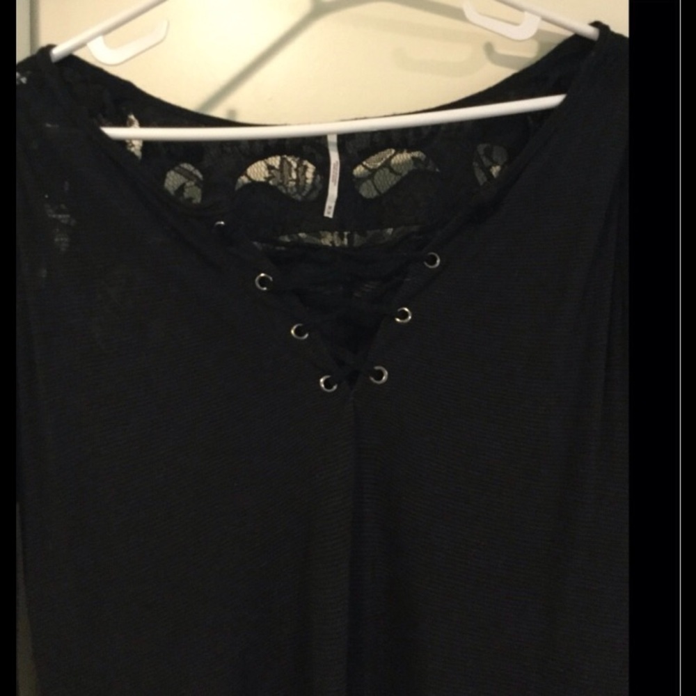 Free people black lacy long sleeve top
