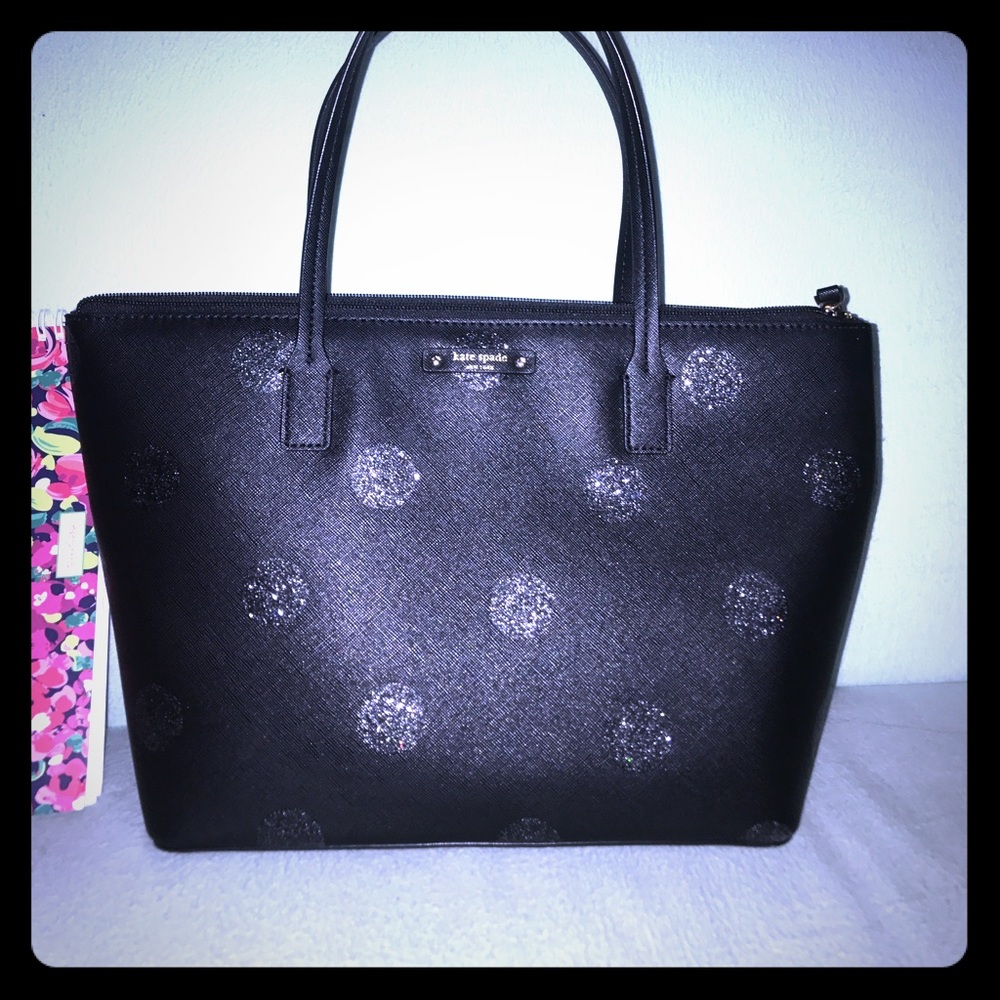 LIKE NEW KATE SPADE BLACK POLKA DOT PURSE!