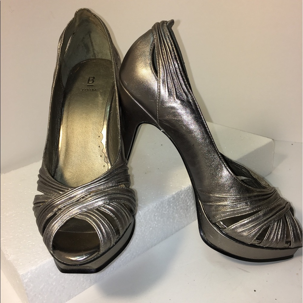 grey metallic 5"  platform heels