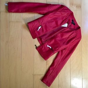 Chic Forever 21 Faux Leather Red Jacket