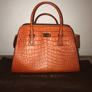 MICHAEL KORS Gia Crocodile Leather Satchel