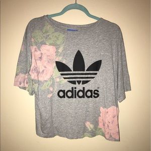 Adidas gray floral t-shirt
